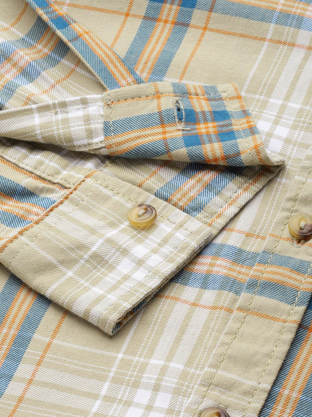 The Indian Garage Co Men Green Regular Fit Tartan Checks Opaque Checked Casual Shirt