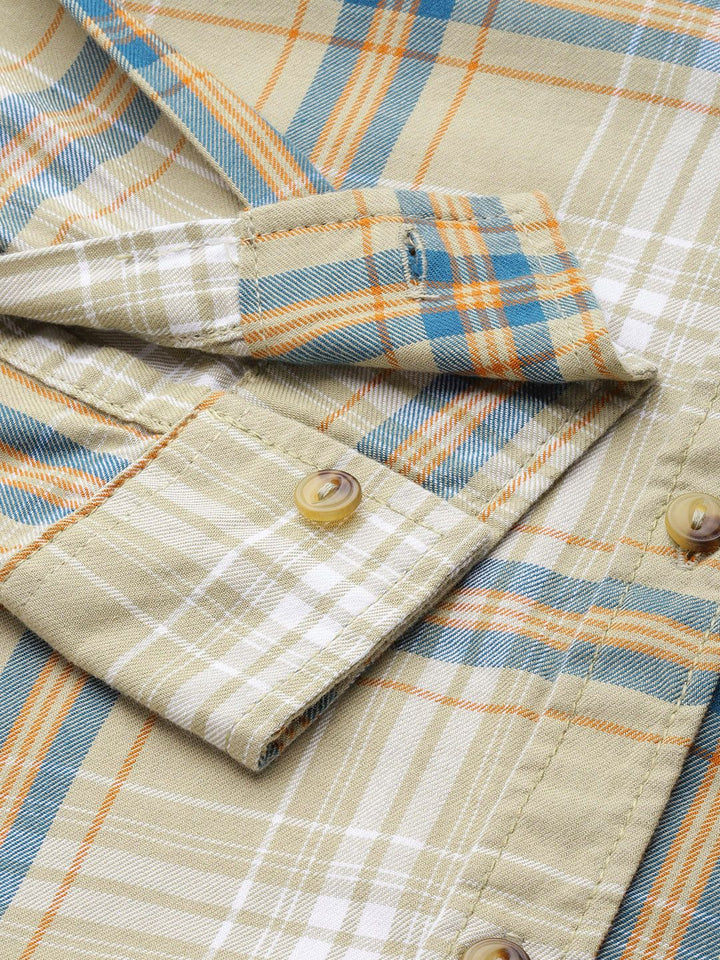 The Indian Garage Co Men Green Regular Fit Tartan Checks Opaque Checked Casual Shirt