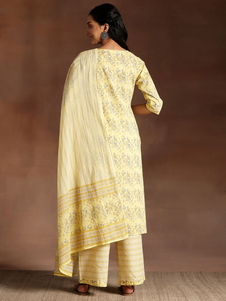 Libas Floral Printed Gotta Patti Pure Cotton Kurta with Palazzos & Dupatta