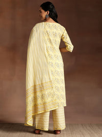 Libas Floral Printed Gotta Patti Pure Cotton Kurta with Palazzos & Dupatta