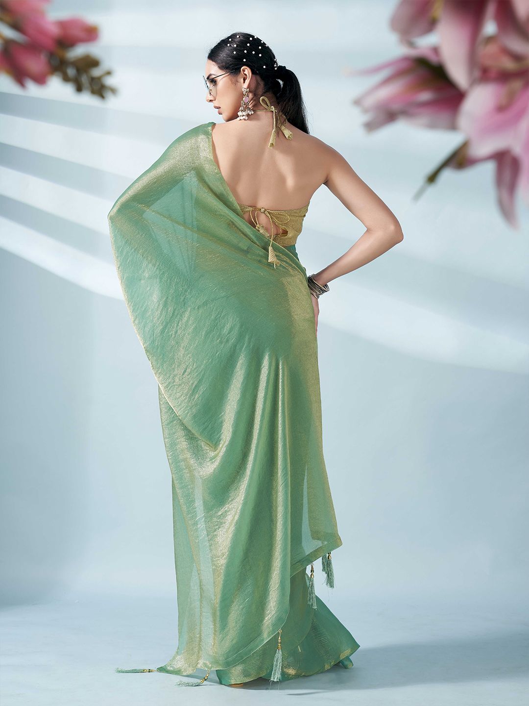 Tikhi Imli Two Tone Poly Chiffon Saree