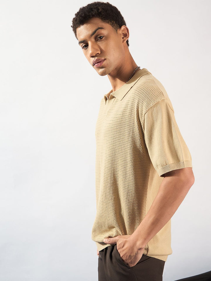 DENNISON Men Polo Collar Oversized Stretchex T-shirt