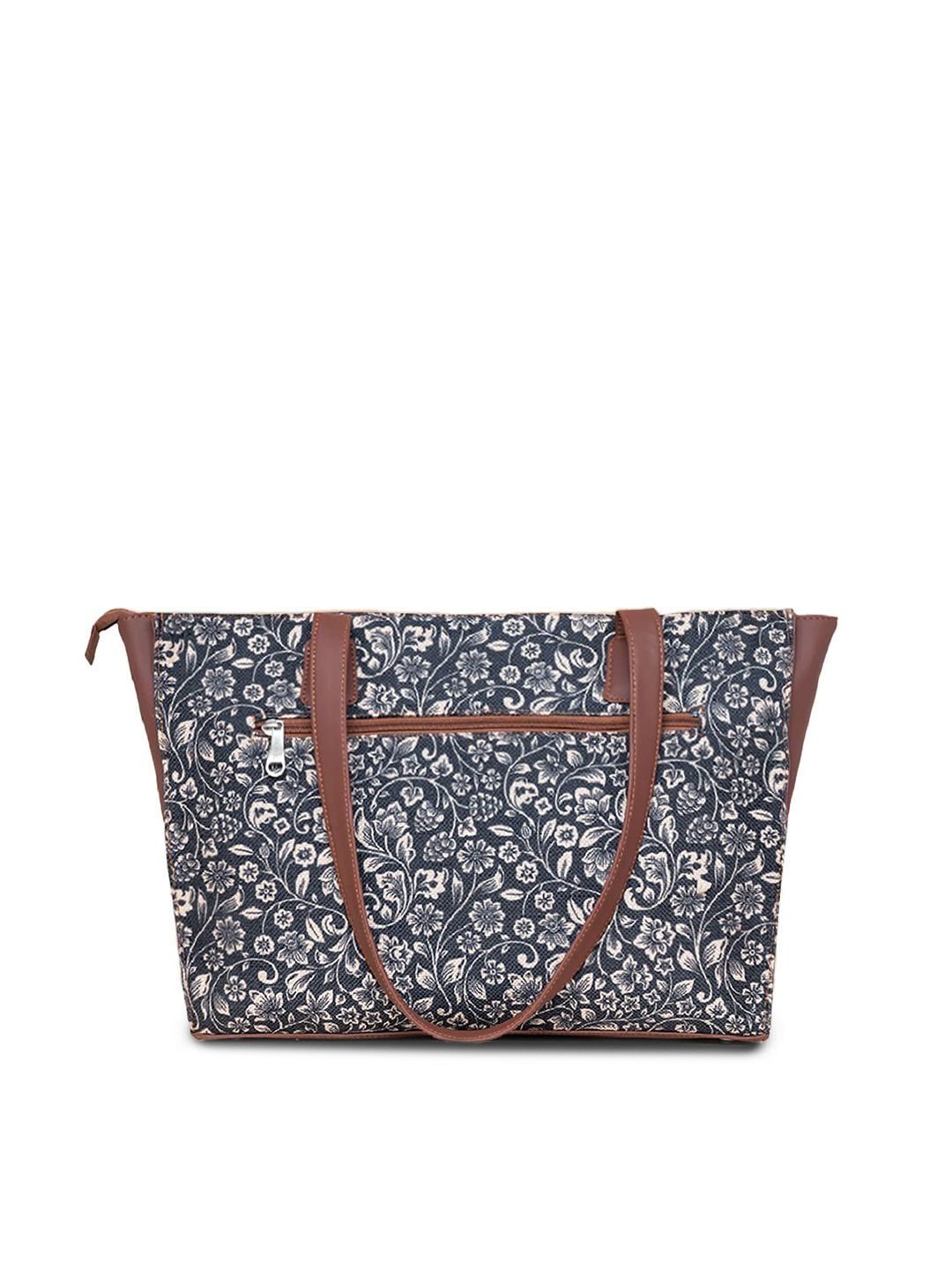 ZOUK Floral Printed Jute Structured Tote Bag