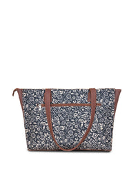 ZOUK Floral Printed Jute Structured Tote Bag