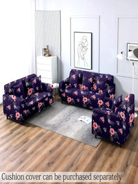 Cortina Navy Blue Floral Printed Single-Seater Sofa Cover