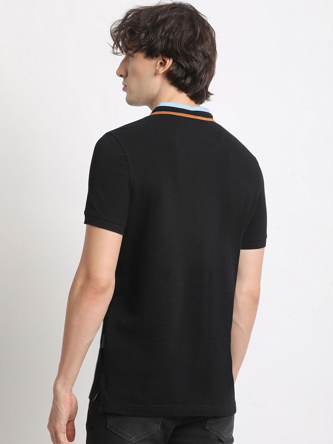 THE BEAR HOUSE Mandarin Collar Cotton Slim Fit T-shirt