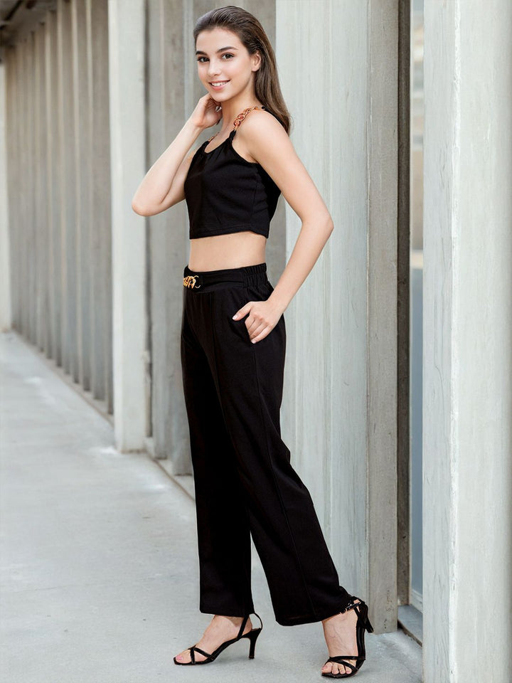 Freehand by The Indian Garage Co Shoulder Straps Crop Top With Trouser