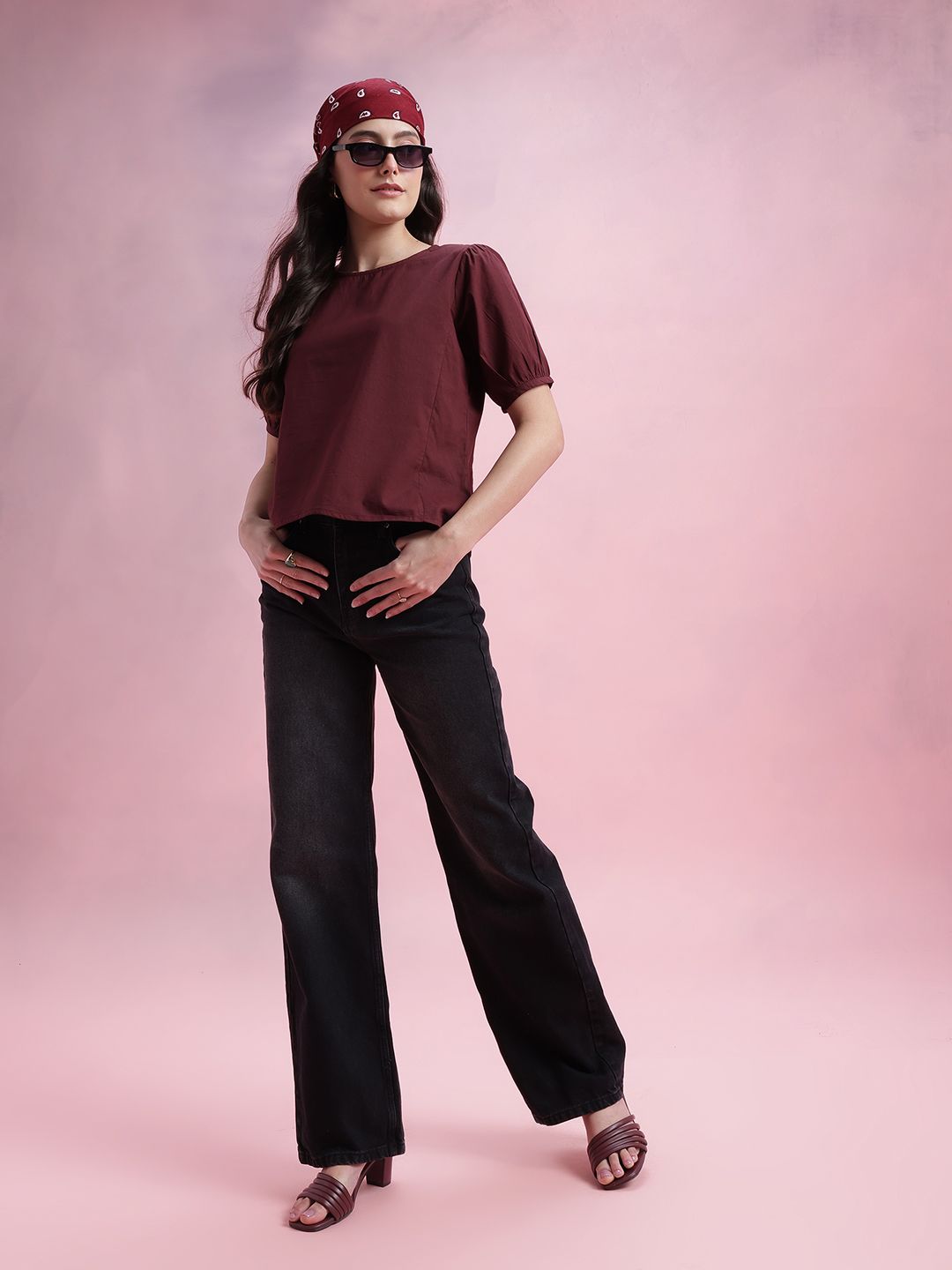 DressBerry Puff Sleeves Pure Cotton Top