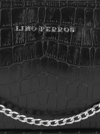 Lino Perros Black Croc Textured Baguette Bag