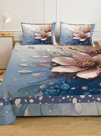 Moda Rapido X KLOTTHE Blue Floral 400 TC King Bedsheet with 2 Pillow Covers