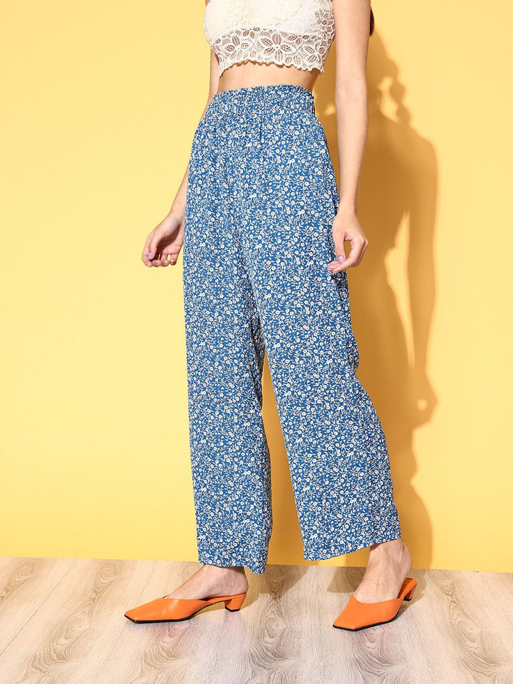 Berrylush Women Blue Floral Vacay Attire