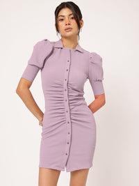DressBerry Cuddly Couture Ruched Mini Shirt Dress