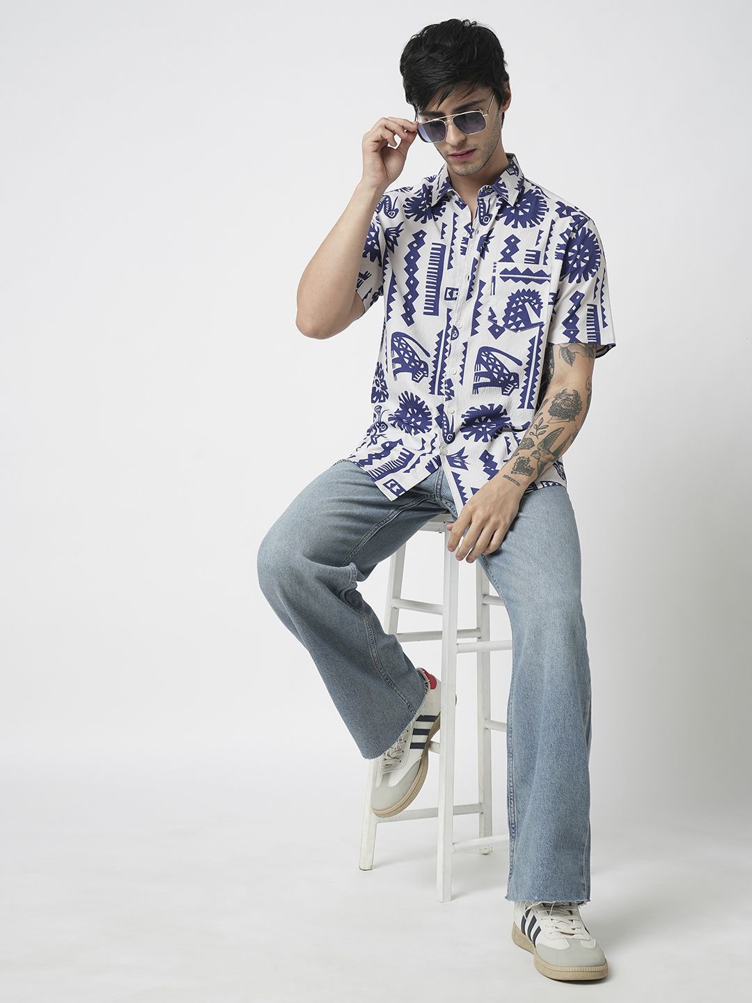VASTRADO Men Classic Cutaway Collar Abstract Printed Slim Fit Casual Shirt