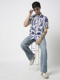 VASTRADO Men Classic Cutaway Collar Abstract Printed Slim Fit Casual Shirt