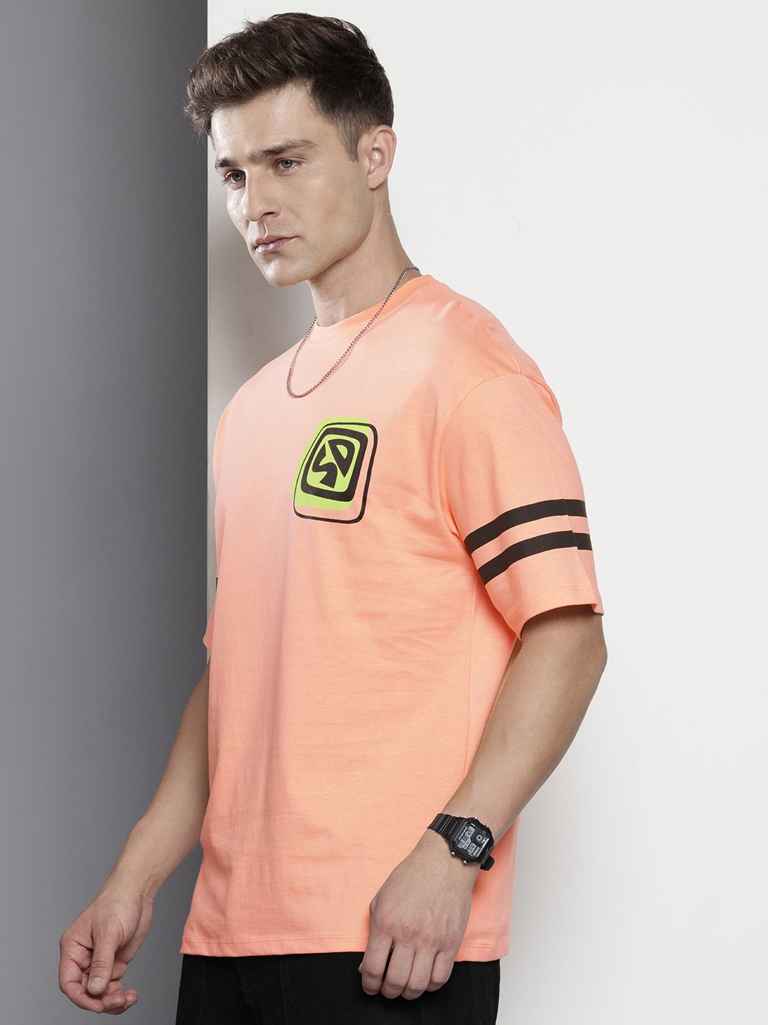 The Indian Garage Co Printed Oversized Pure Cotton T-shirt