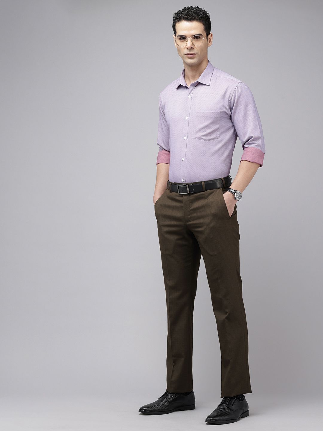 Park Avenue Men Checked Formal Trousers