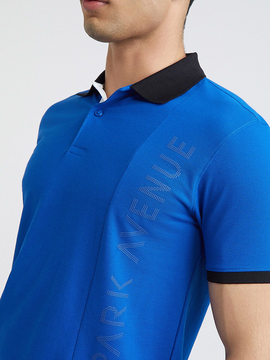 Park Avenue Men Typography Printed Polo Collar Cotton T-shirt