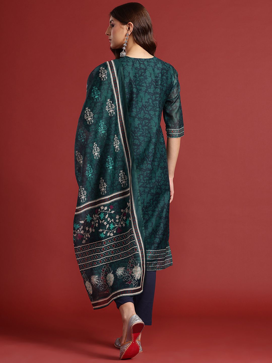 Anouk Indie Florals Printed Kurta with Trousers & With Dupatta