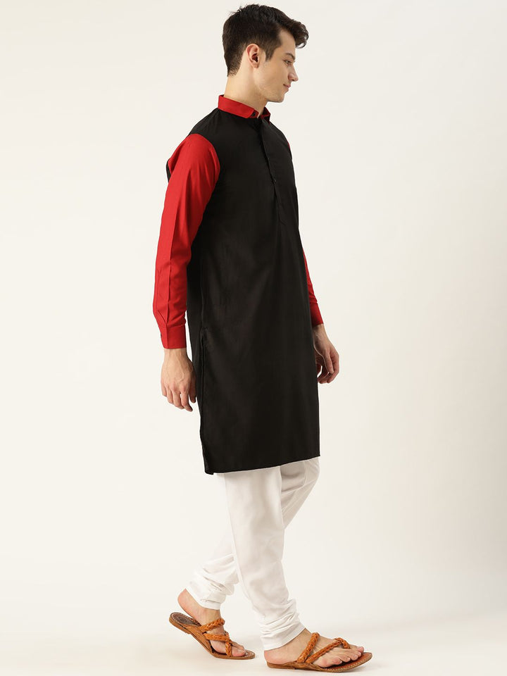 SOJANYA Lelaki Hitam Solid Kurta Lurus