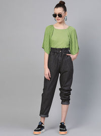SASSAFRAS Women Black Regular Fit High-Rise Clean Look Jeans