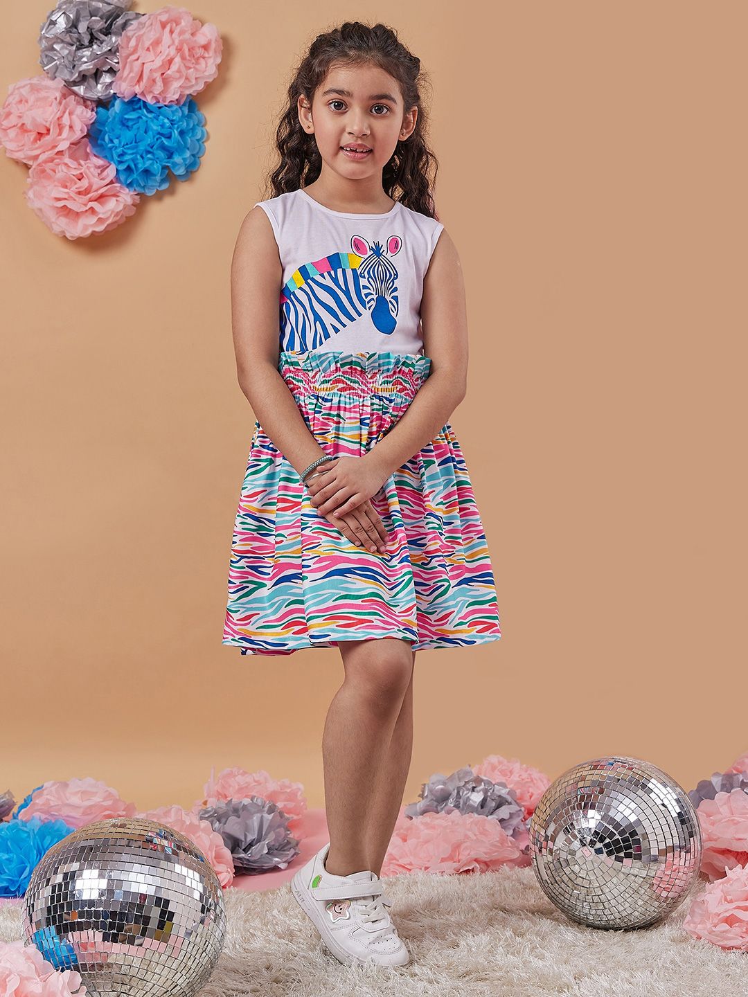 pspeaches Girls Conversational Print Sleeveless  Fit & Flare Dress