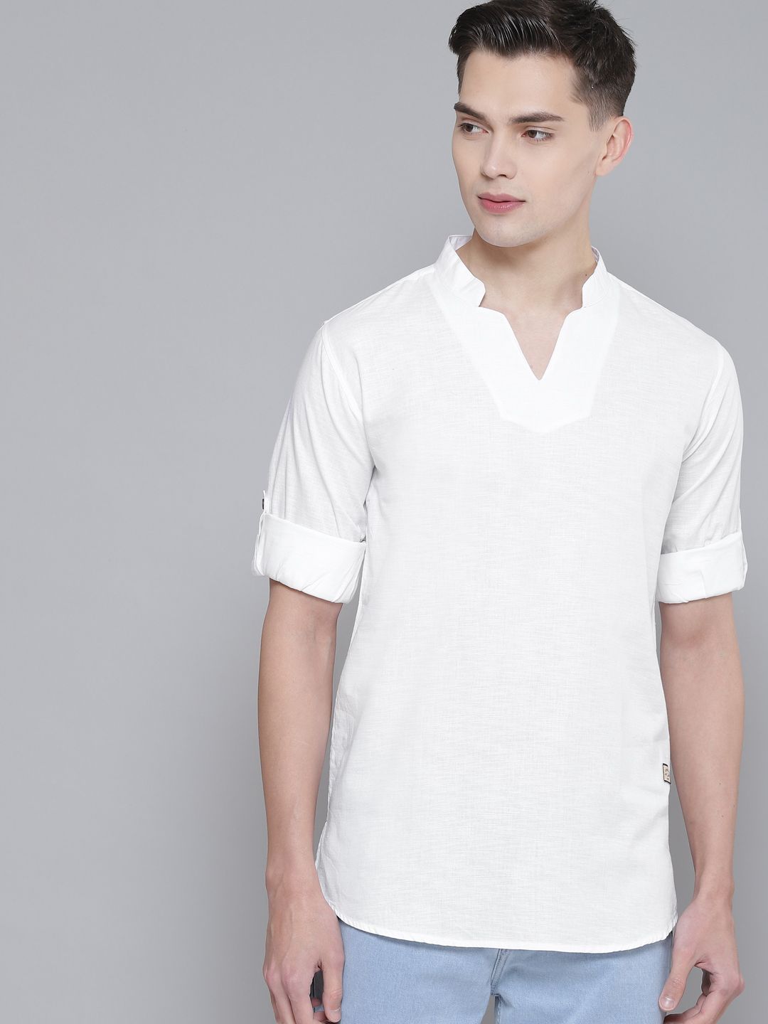 Dennison Men White Comfort Fit kurta