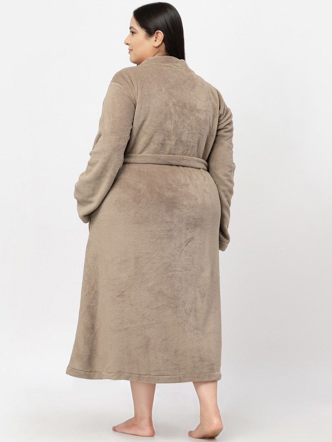 KLOTTHE Plus Size Women Woolen Bath Robe With Belt