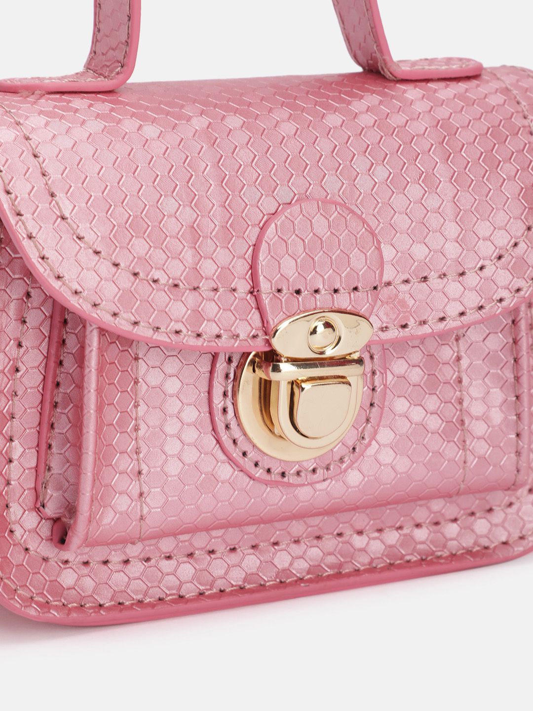 DressBerry Snake Skin Textured Structured Satchel Bag