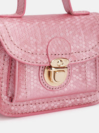 DressBerry Snake Skin Textured Structured Satchel Bag