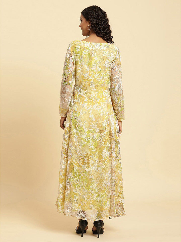 W Self Design Round Neck Maxi Dress