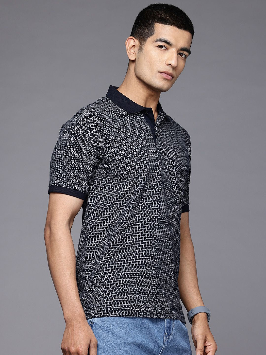 Raymond Slim Modern Fit Printed Polo Collar Pure Cotton T-shirt