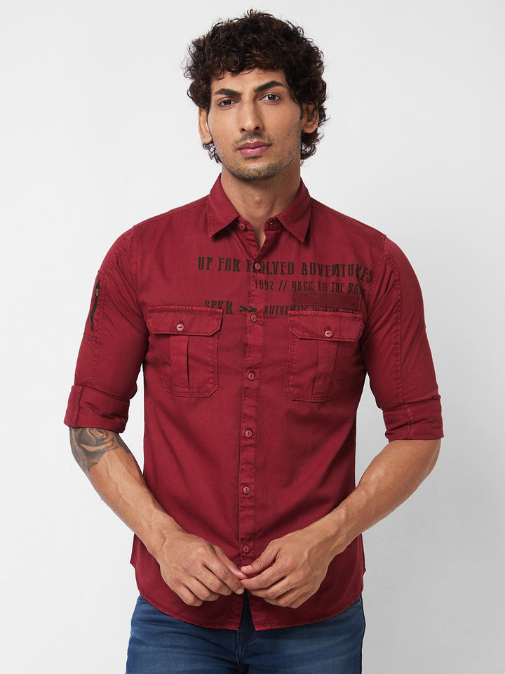 SPYKAR Typography Printed Cotton Casual Shirt