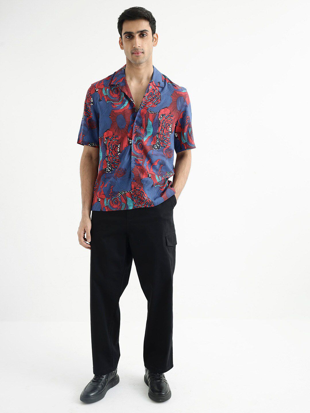 RARE RABBIT Men Junee Boxy Floral Opaque Printed Shirt