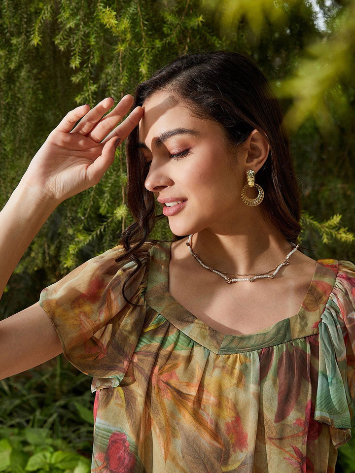 SASSAFRAS Tropical Print Top