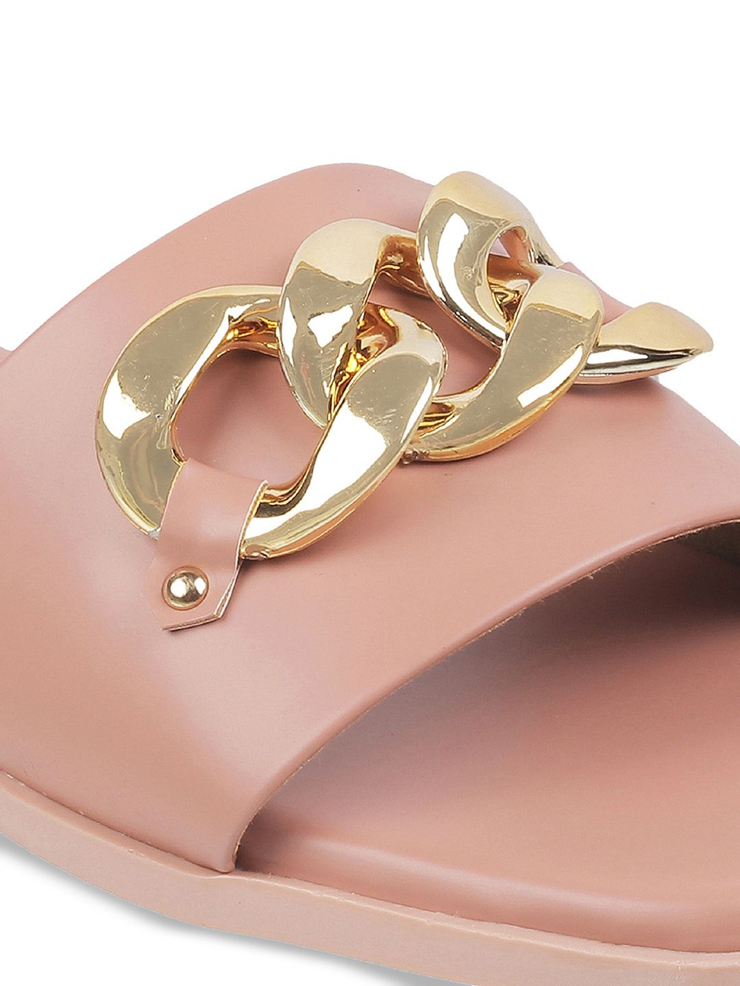 Mochi Women Pink Embellished Open Toe Flats