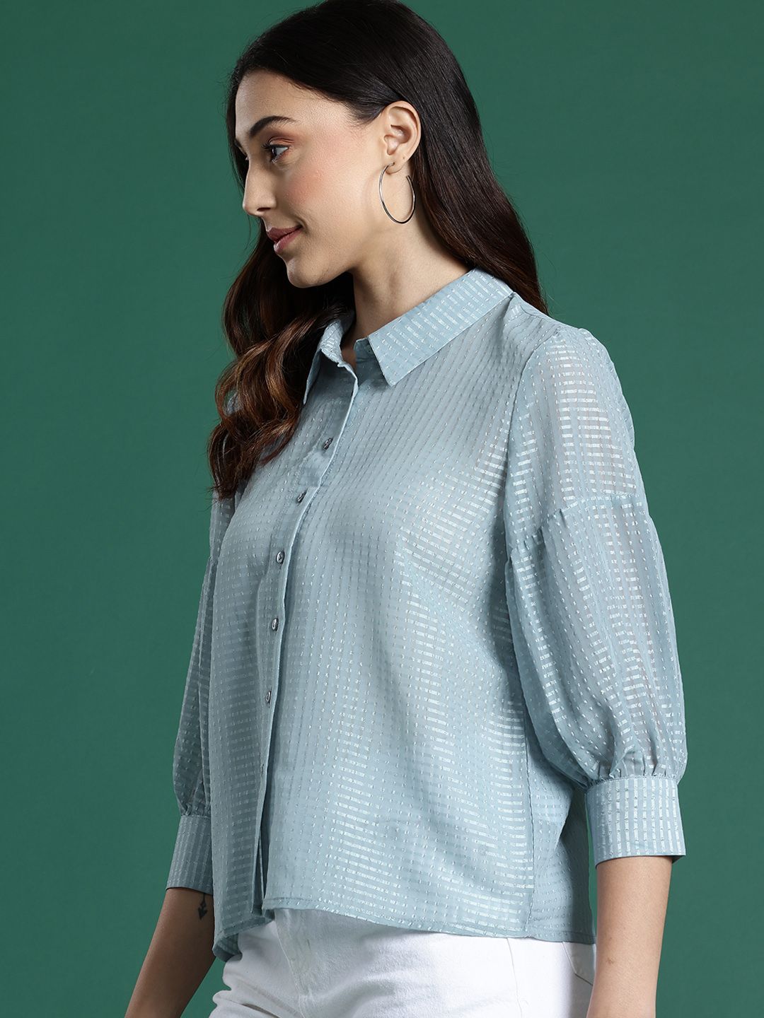 DressBerry Dobby Weave Self-Striped Casual Shirt