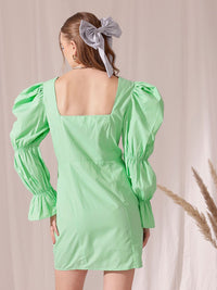STREET 9 Square Neck Puff Sleeve Cotton Fit & Flare Dress