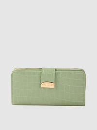 Lino Perros Women Green Textured PU Zip Around Wallet
