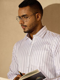 DENNISON Men Vertical Stripes Spread Collar Smart Formal Shirt