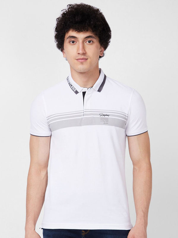 SPYKAR Self Design Polo Collar Slim Fit T-shirt