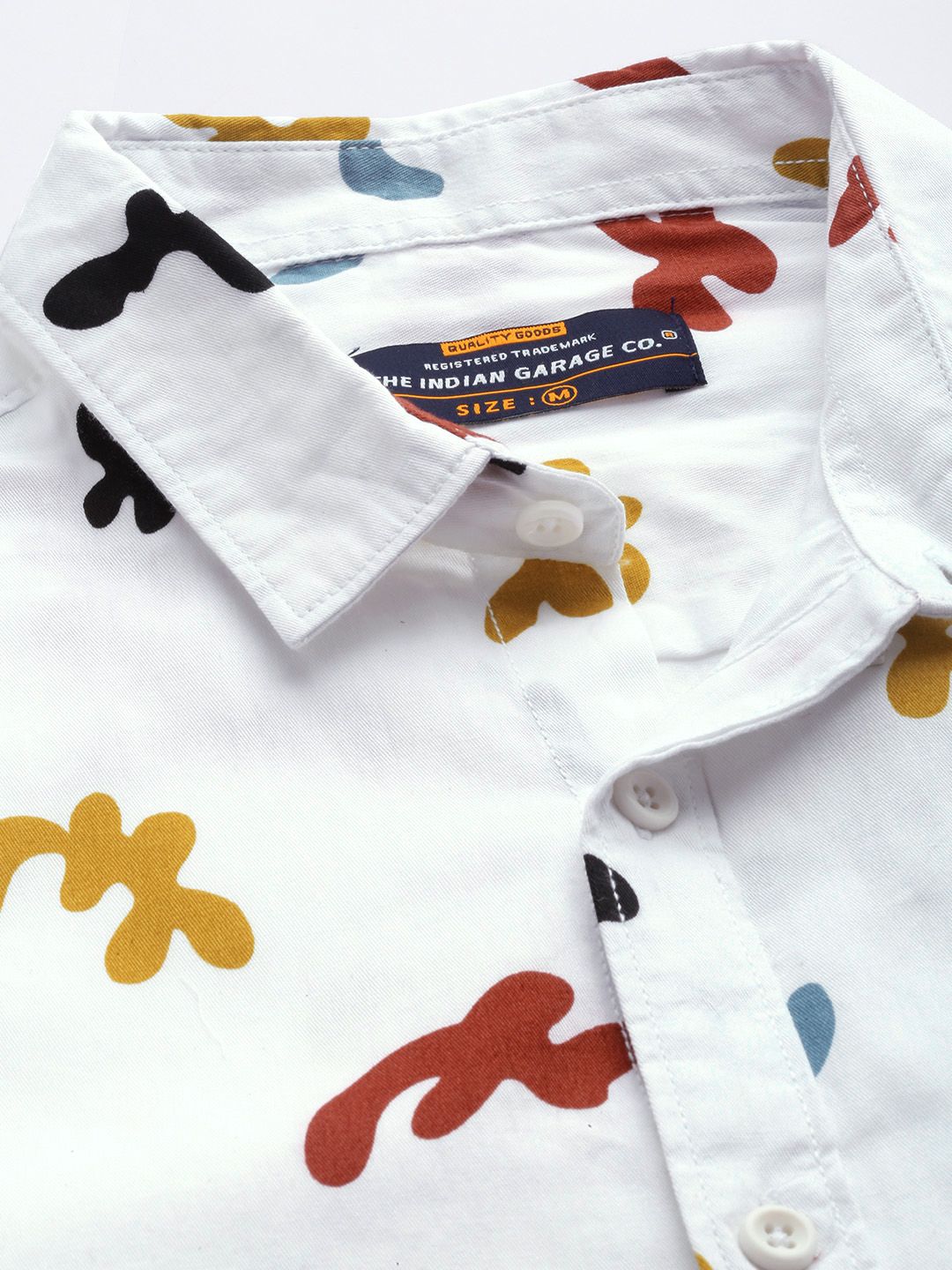 The Indian Garage Co Men White Abstract Printed Casual Shirt