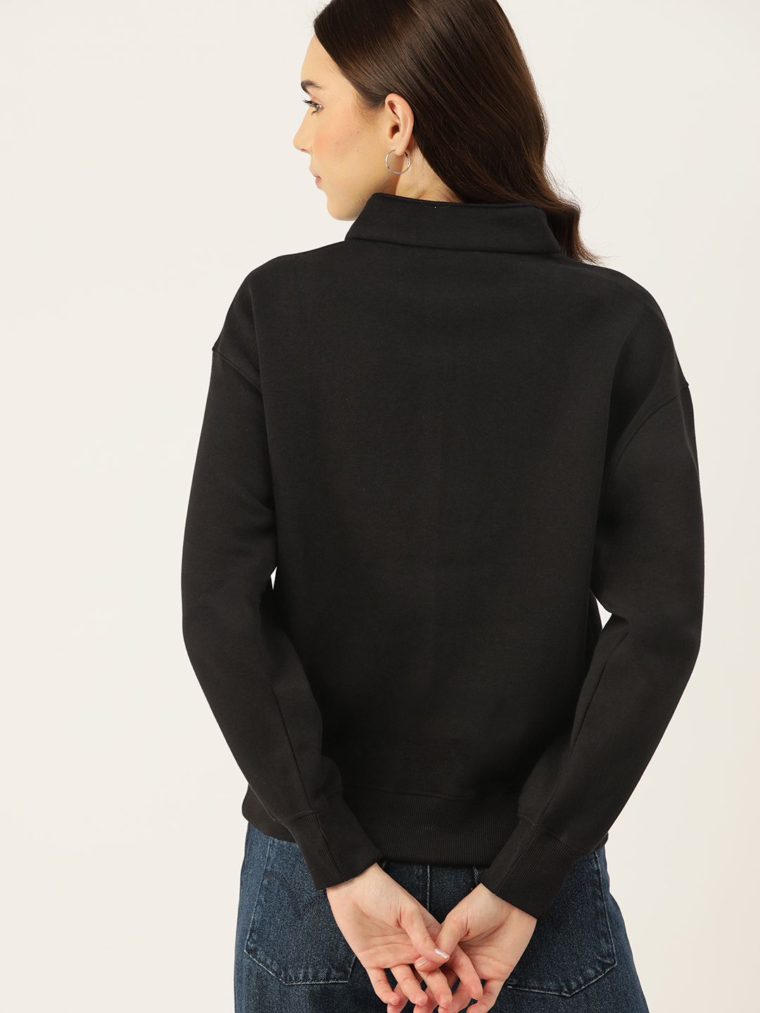DressBerry Women Appique Detail Dropped-Shoulder Sleeves Sweatshirt