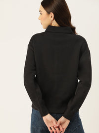 DressBerry Women Appique Detail Dropped-Shoulder Sleeves Sweatshirt