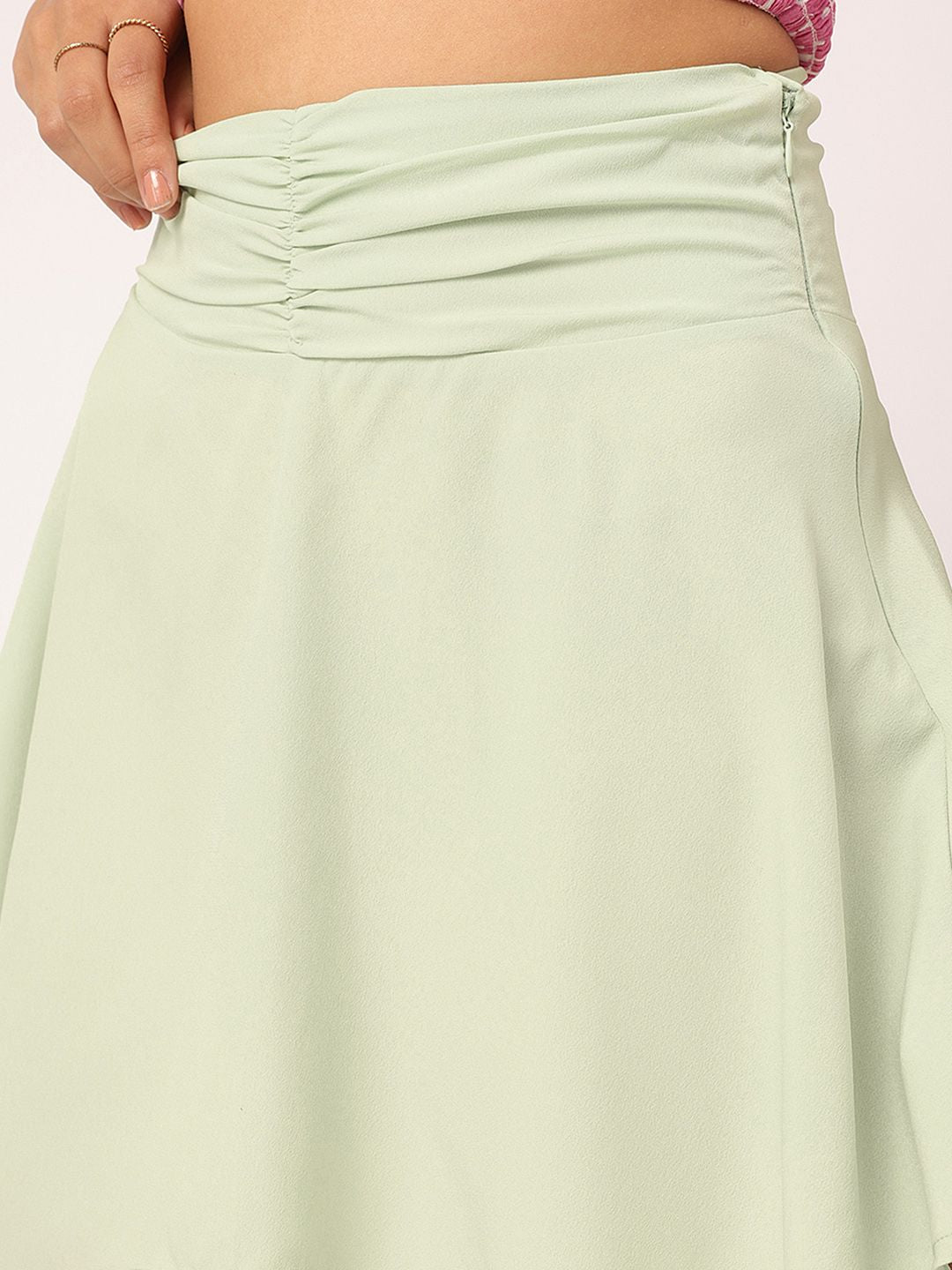 DressBerry Trendy Twists Asymmetric Hem Mini Flared Skirt