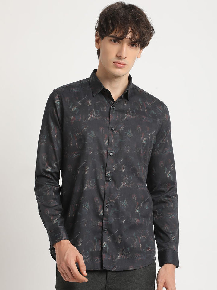 THE BEAR HOUSE Men Pure Cotton Printed Slim Fit Casual Shirt