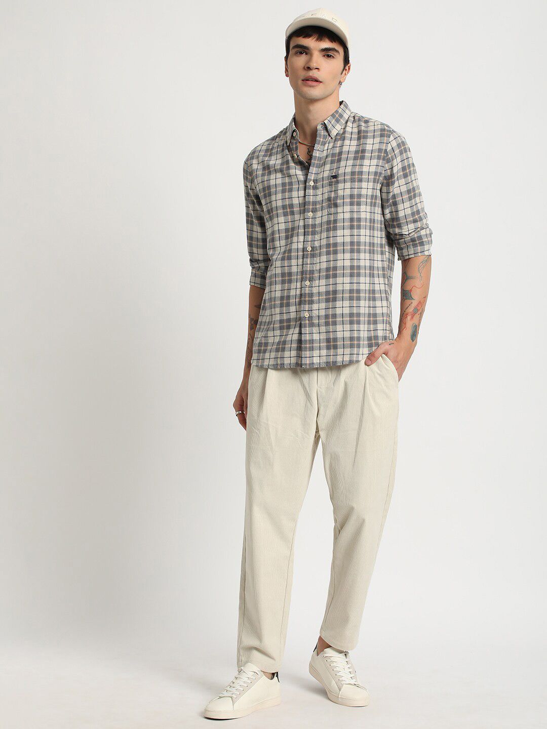 THE BEAR HOUSE Checked Slim Fit Pure Cotton Shirt