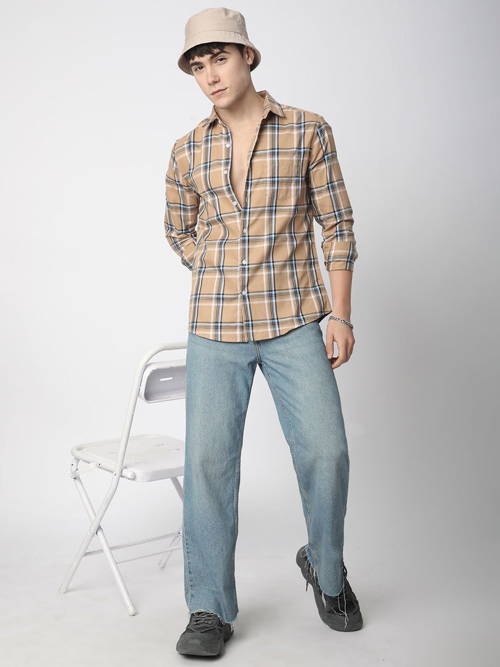 VASTRADO Men Classic Slim Fit Opaque Checked Casual Shirt