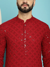 SOJANYA Floral Embroidered Pure Cotton Mirror Work Thread Work Kurta