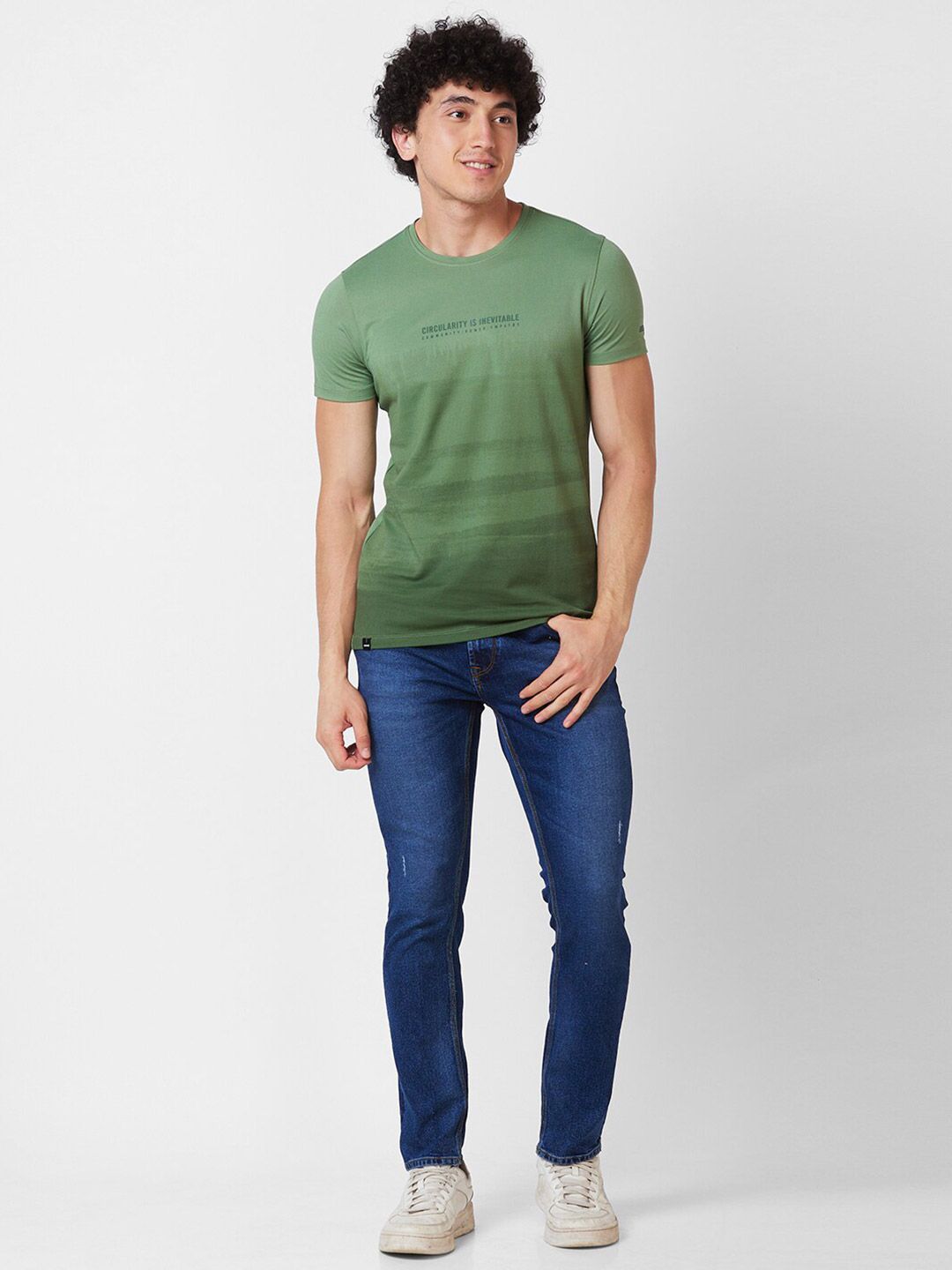 SPYKAR Typography Printed Slim Fit T-shirt