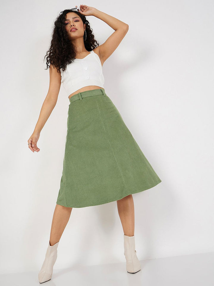 Sassafras Corduroy Cotton Pure A-Line Midi Skirt
